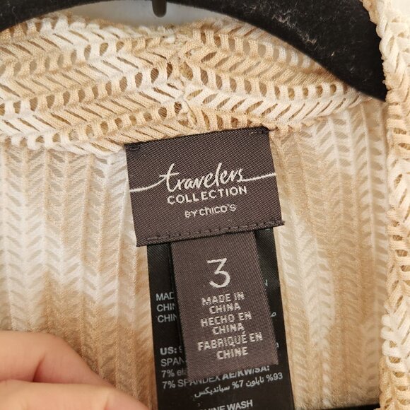 Chico's Travelers Cream Wheatmesh Cardigan Sweater Lightweight Women's XL - Picture 7 of 9